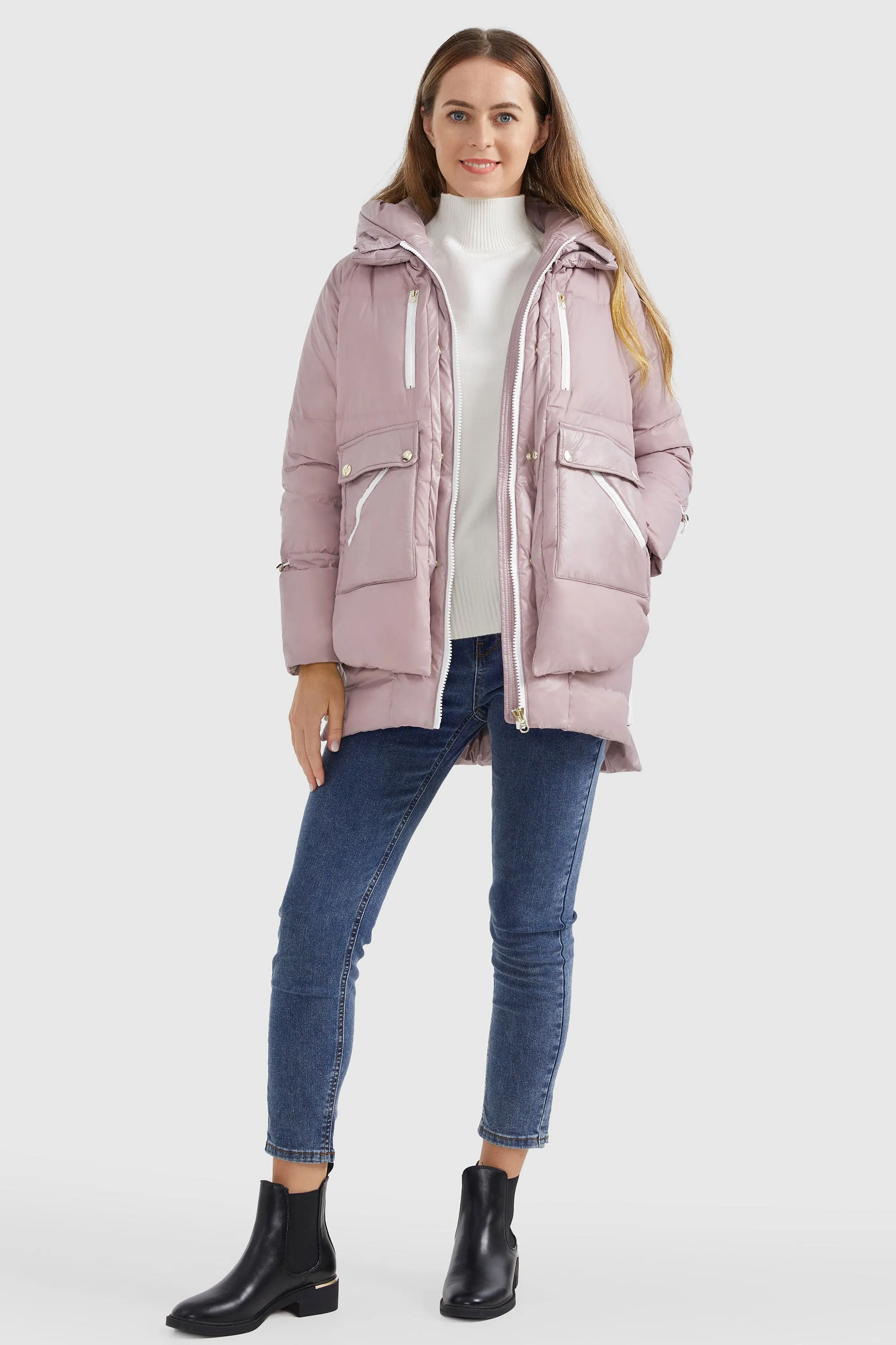 092 Colorlay Cream Colored Thickened Down Jacket