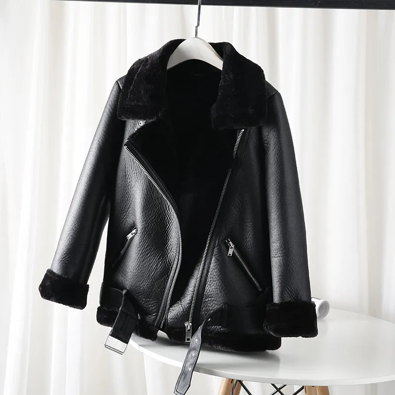 2023 Fall Winter womens Coat extra thick warm and extra thick lamb feather rider jacket