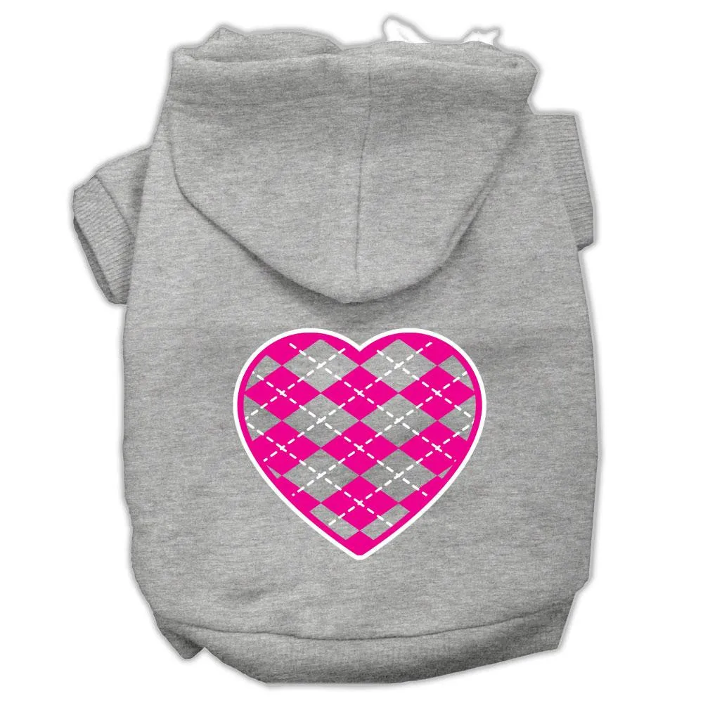 Argyle Heart Pink Screen Print Pet Hoodies Grey Size Xxxl (20)