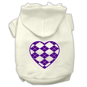 Argyle Heart Purple Screen Print Pet Hoodies Cream Size XXL (18)