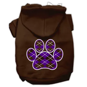 Argyle Paw Purple Screen Print Pet Hoodies Brown Size Lg (14)