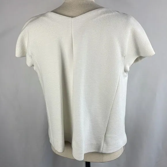 Armani CollezioniIvory Textured Short Sleeve Jacket