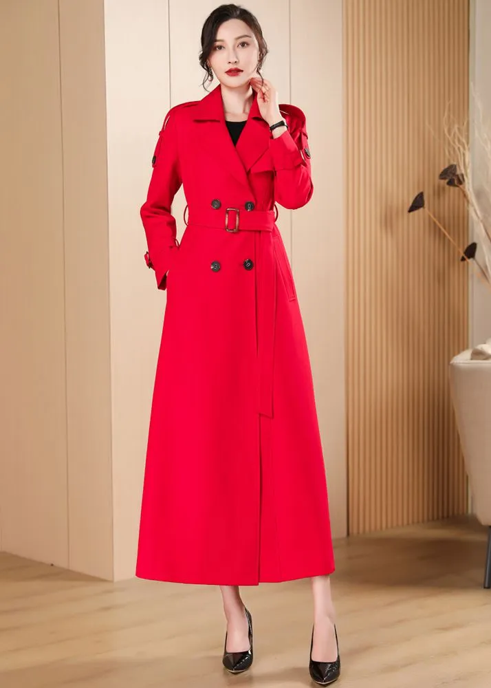 Audrey Epaulet Double Breasted Button Long Trench Coat