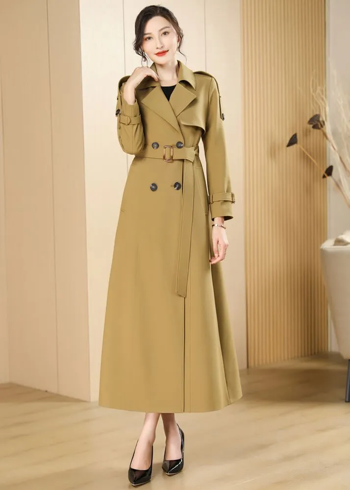 Audrey Epaulet Double Breasted Button Long Trench Coat