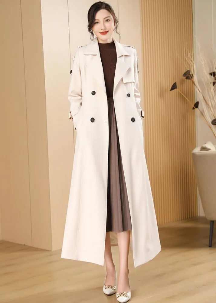 Audrey Epaulet Double Breasted Button Long Trench Coat