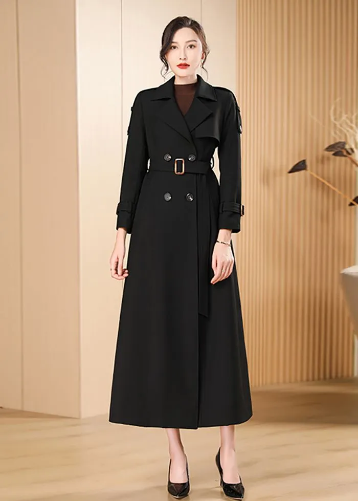 Audrey Epaulet Double Breasted Button Long Trench Coat