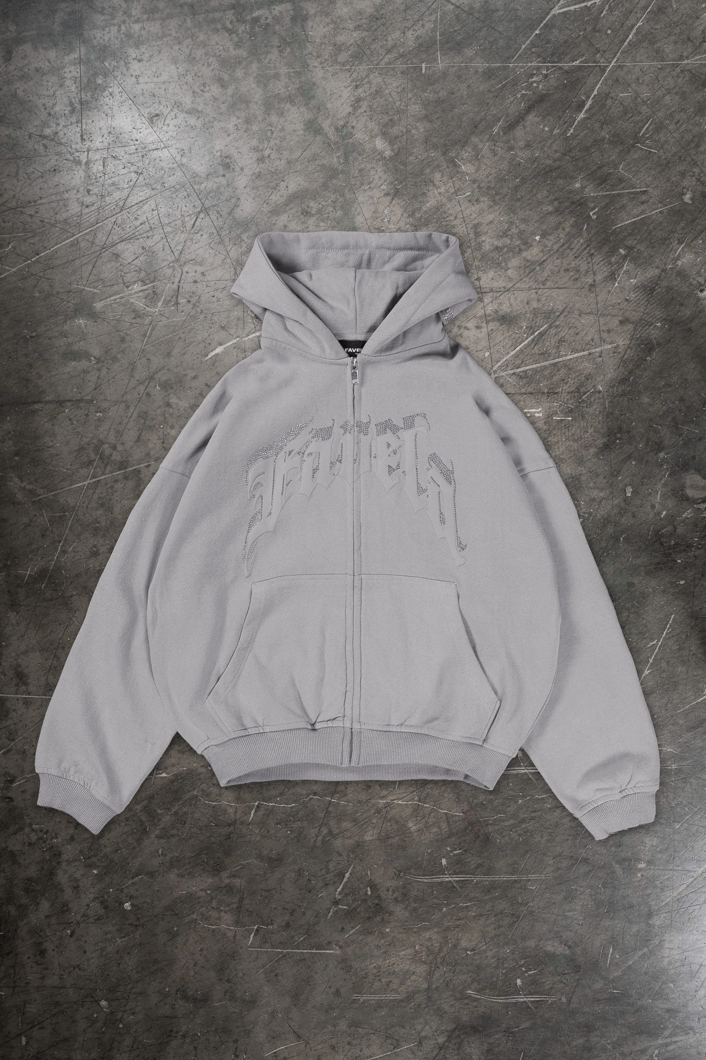 AVES RHINESTONE GREY TR FRONTZIP