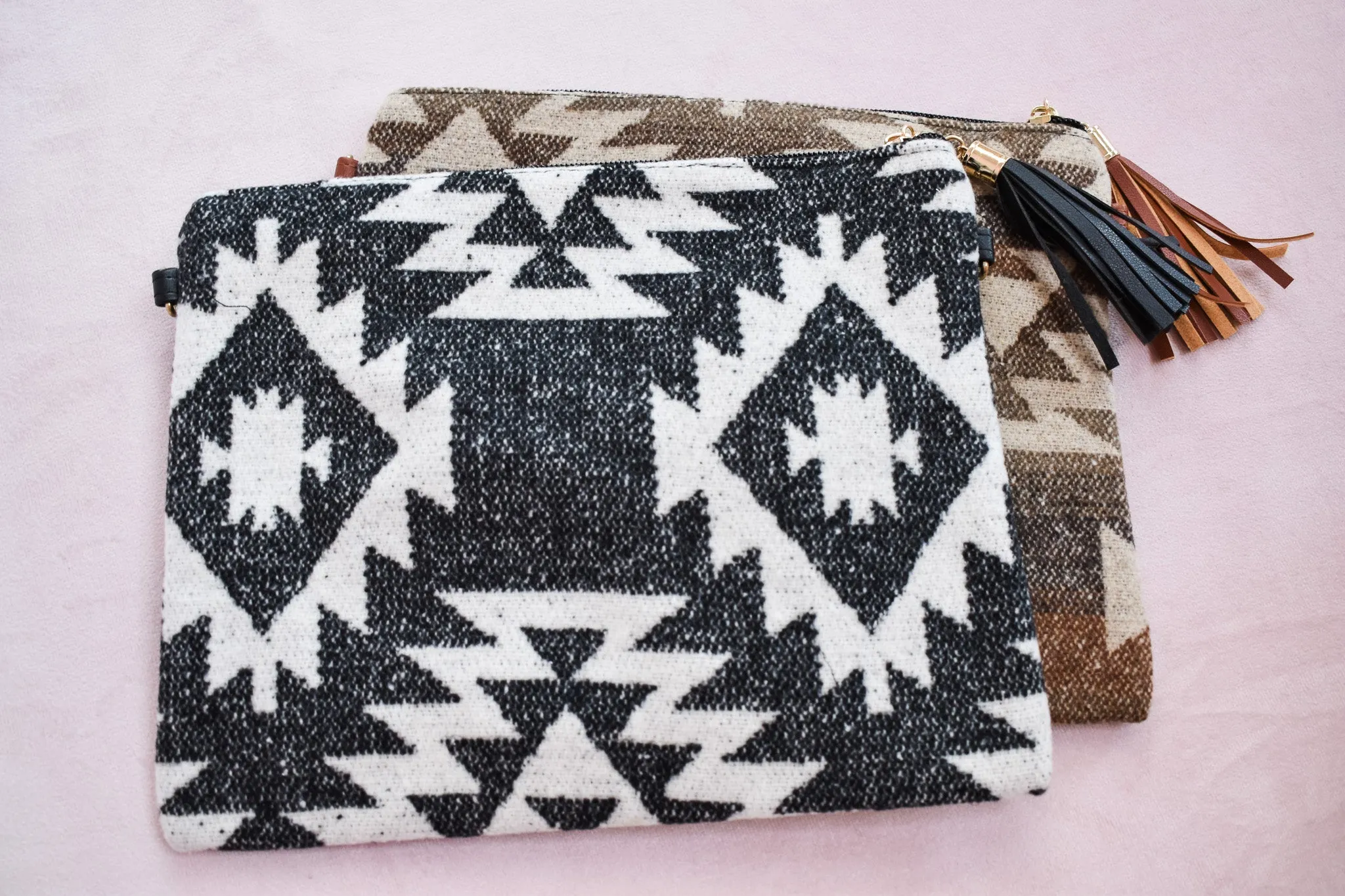 Aztec Print Tassel Crossbody