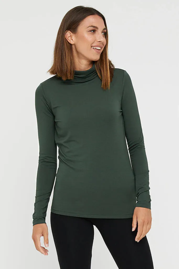 Bamboo Roll Neck Top - Forest