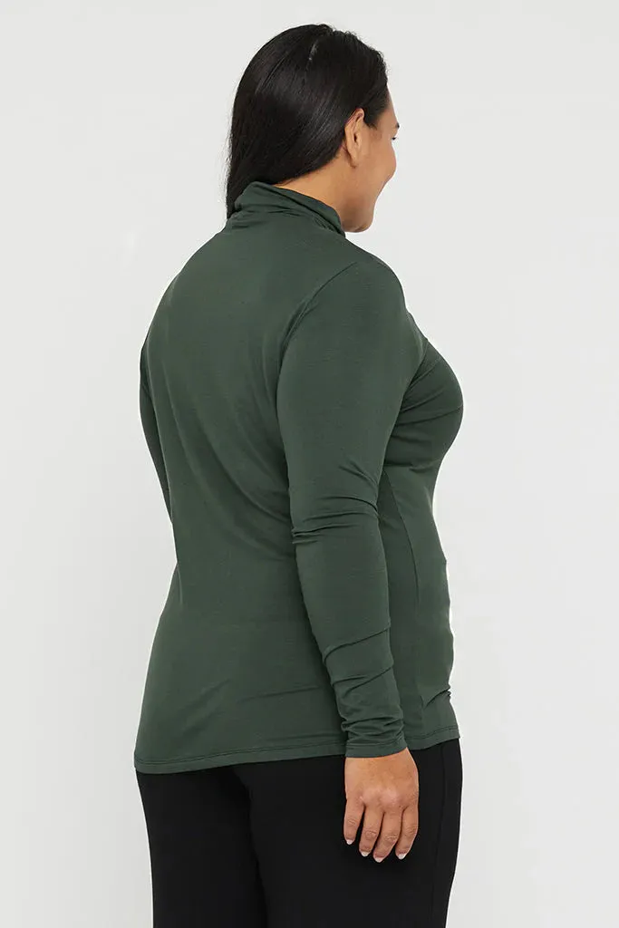 Bamboo Roll Neck Top - Forest