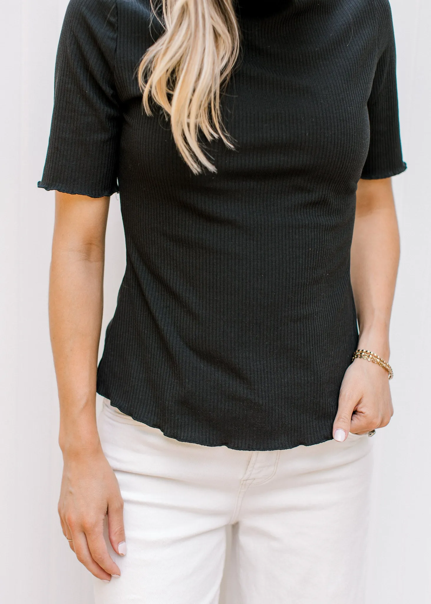 Black Ruffle Edge Top