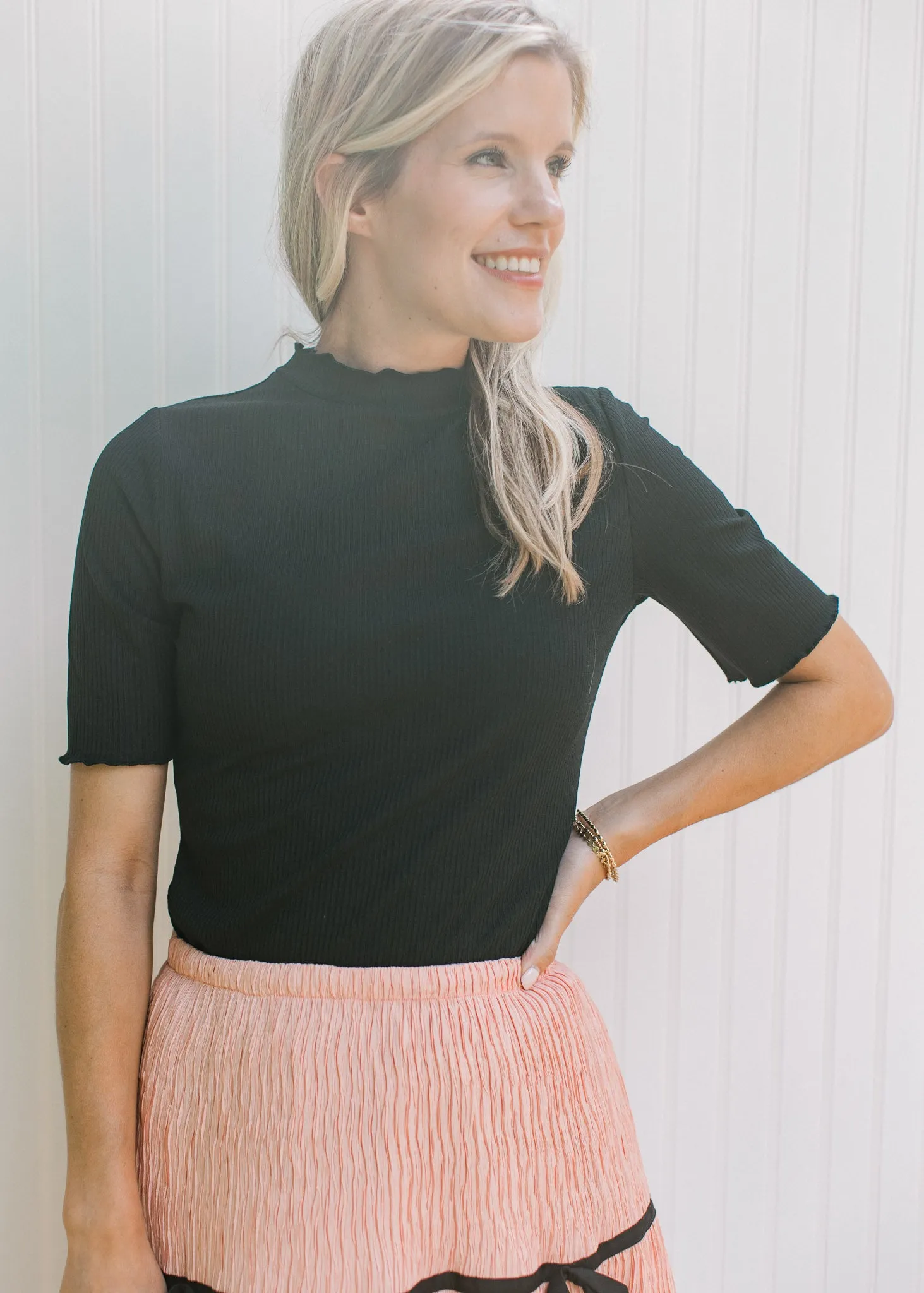 Black Ruffle Edge Top