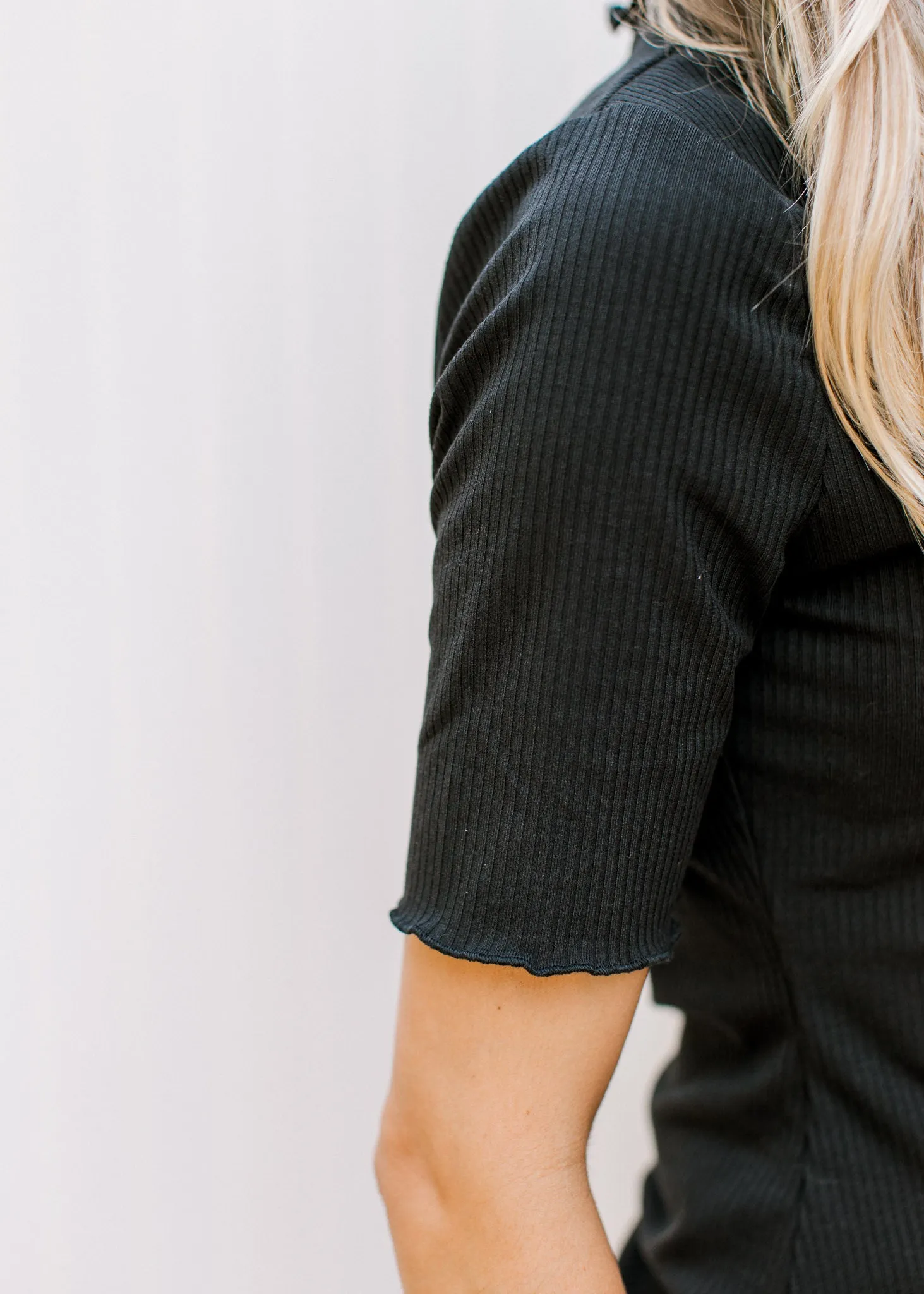 Black Ruffle Edge Top