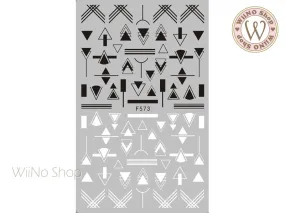 Black White Triangle Pattern Adhesive Nail Art Sticker - 1 pc (F573)