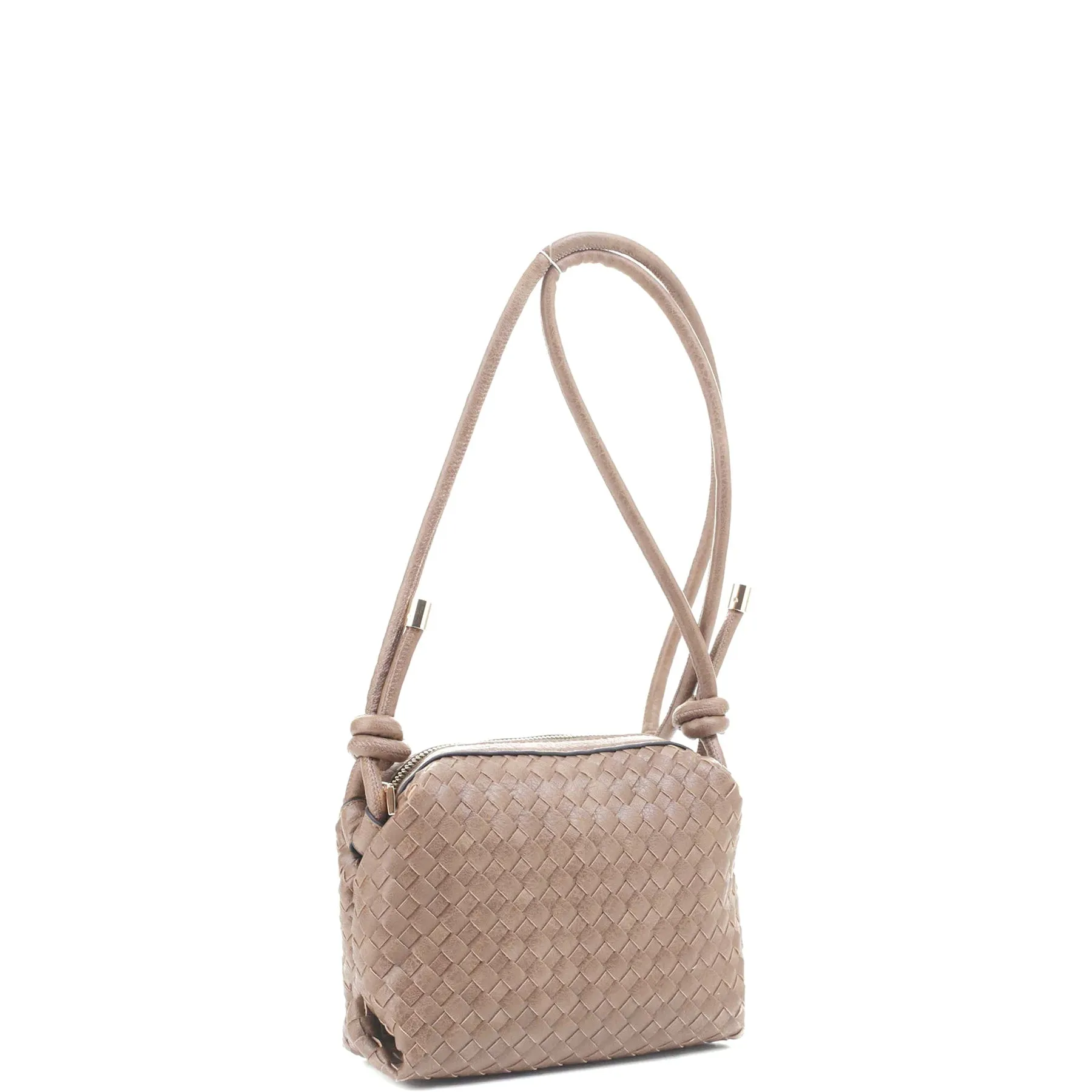 Braid Texture Zipper Crossbody Bag