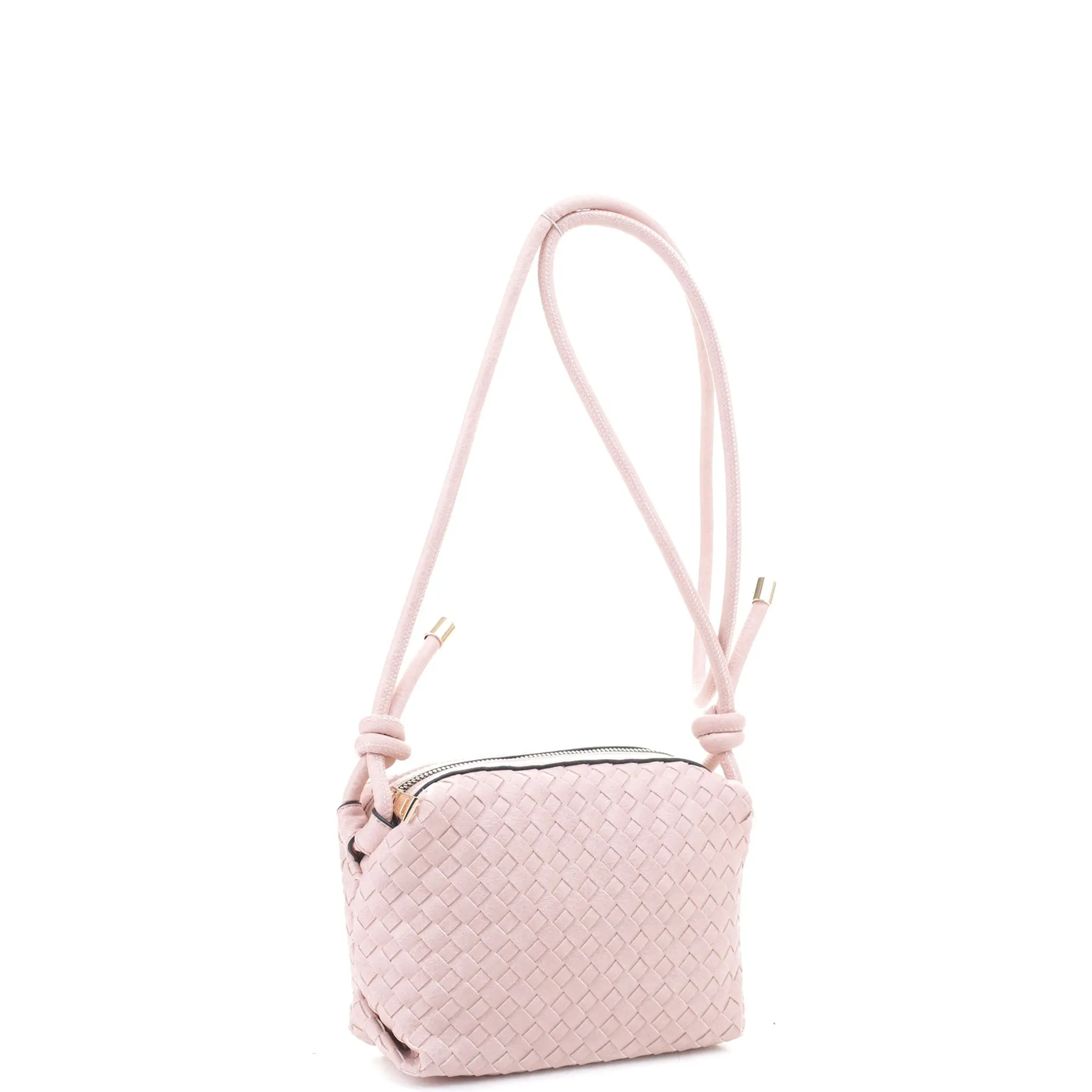 Braid Texture Zipper Crossbody Bag