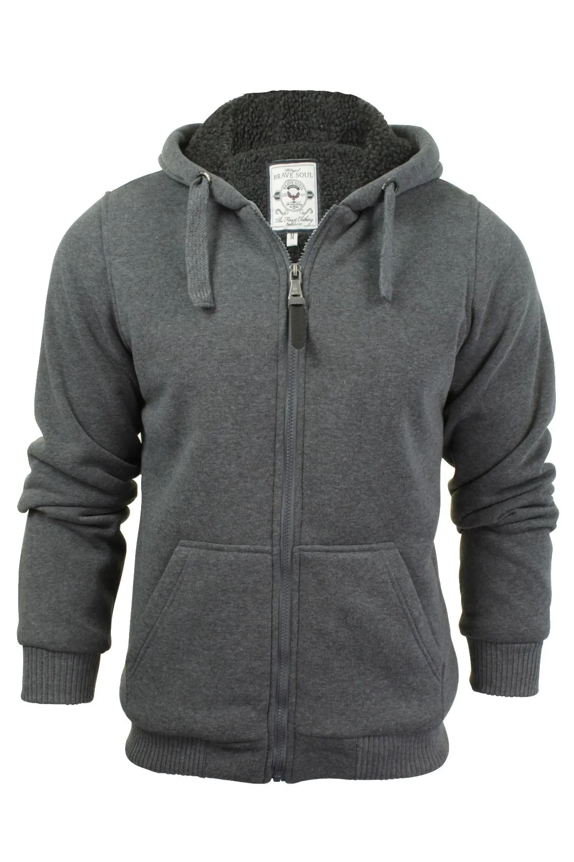 Brave Soul Mens Hooded Sweatshirt Jumper 'Zone' Hoodie Sherpa Lined