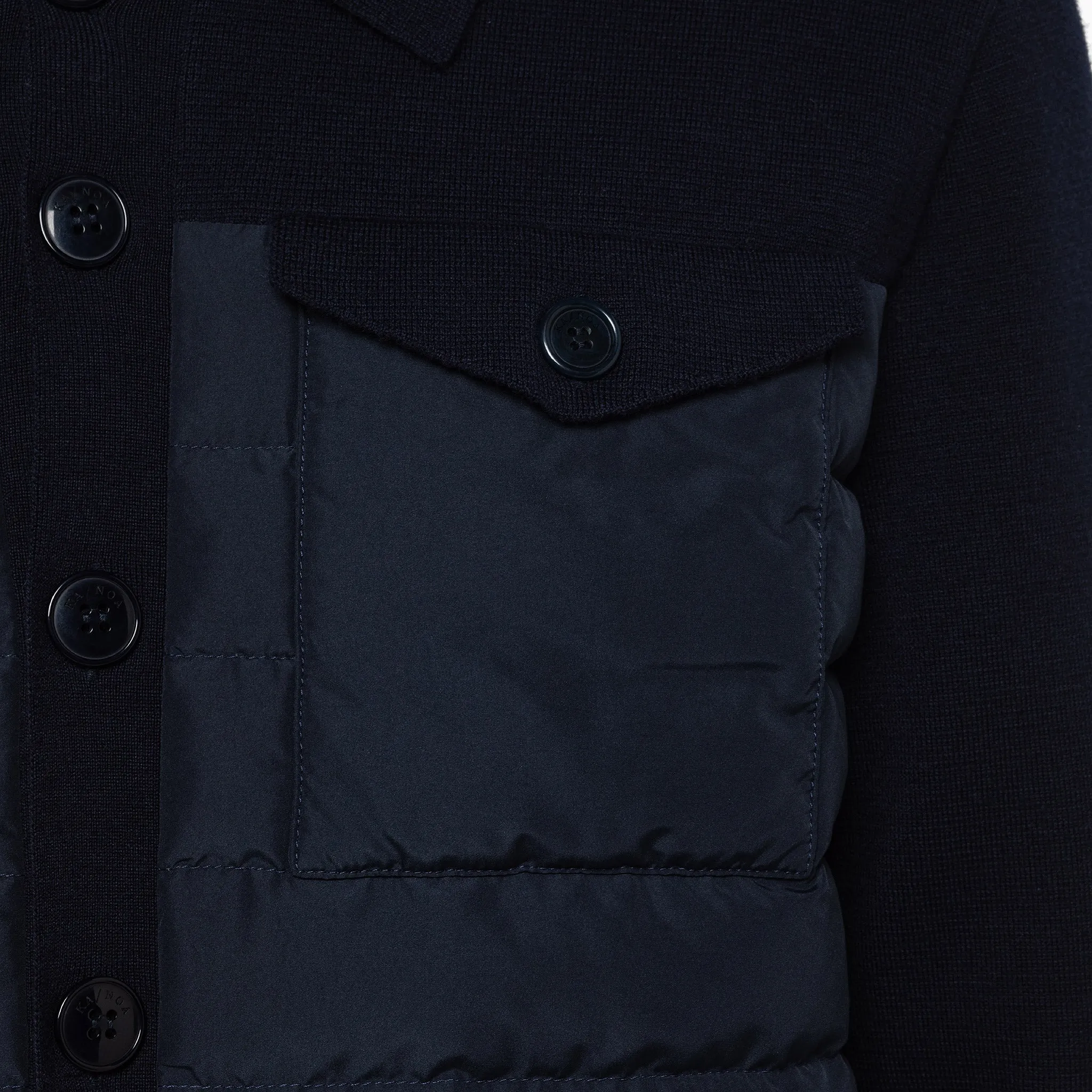 Brice extrafine wool and down buttoned padded hybrid jacket