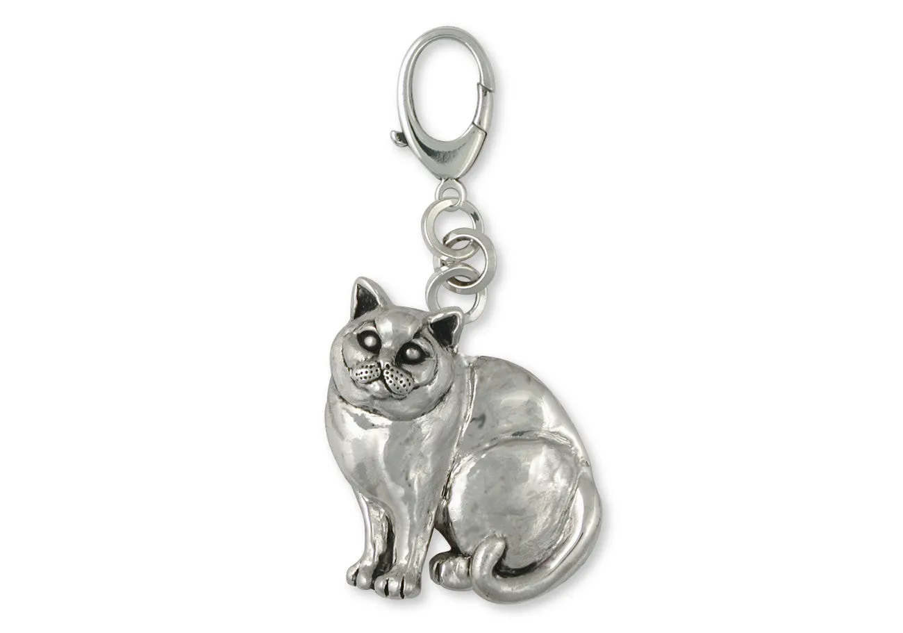 British Shorthair Zipper Pull Jewelry Sterling Silver Handmade Cat Zipper Pull BRS10-ZP