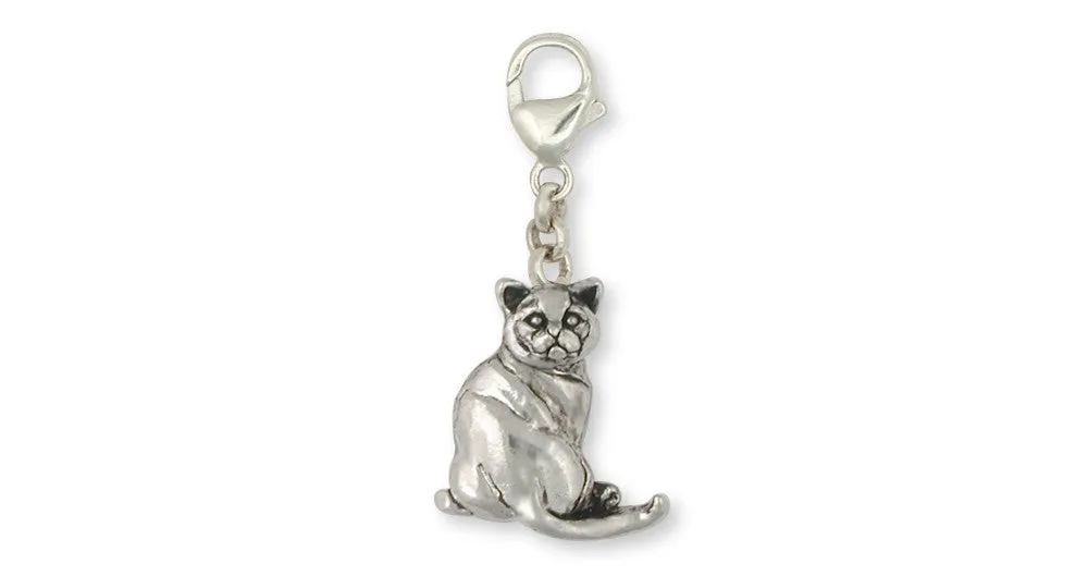 British Shorthair Zipper Pull Jewelry Sterling Silver Handmade Cat Zipper Pull BRS4-ZP