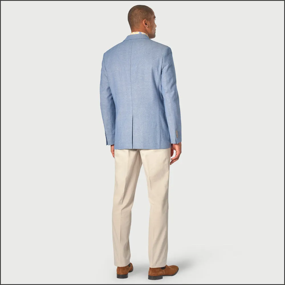 Brook Taverner Doherty Sky Blue Cotton Linen Herringbone Jacket<><>