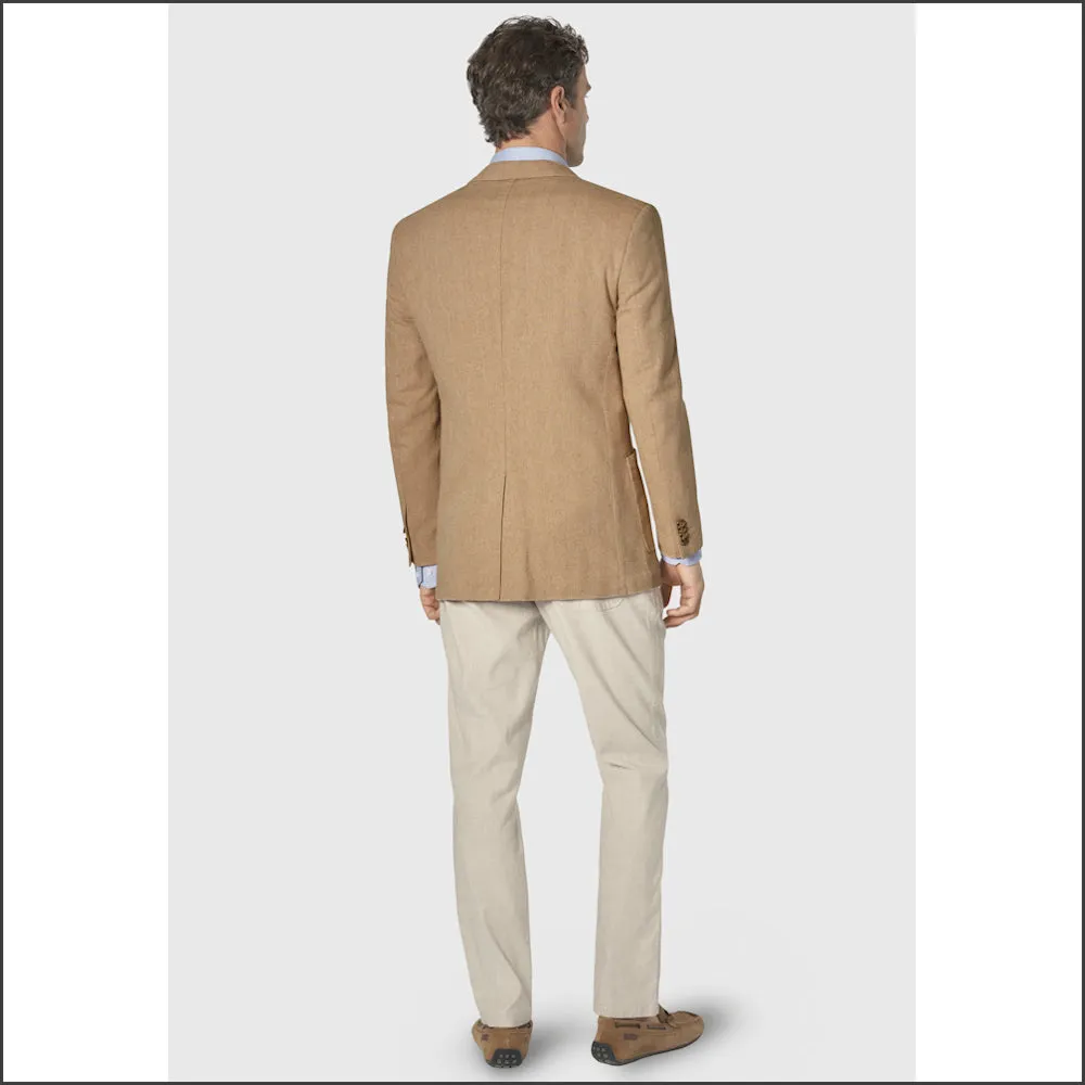 Brook Taverner Thorpe Sand Herringbone Washed Cotton Linen Unstructured Jacket**