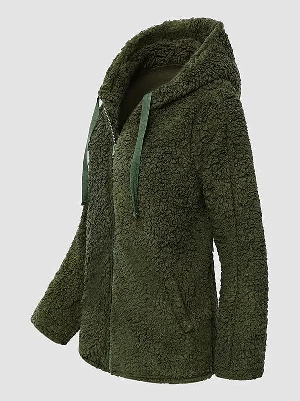 Chic & Modern Women's Sherpa Teddy Coat Zip-Up Hoodie for Daily Fall Wardrobe