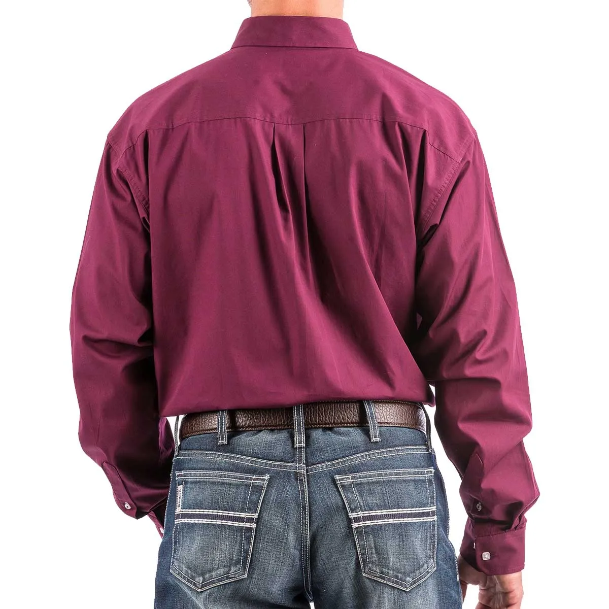 Cinch Men's Button Down Western Long Sleeve Shirt - Solid Burgundy