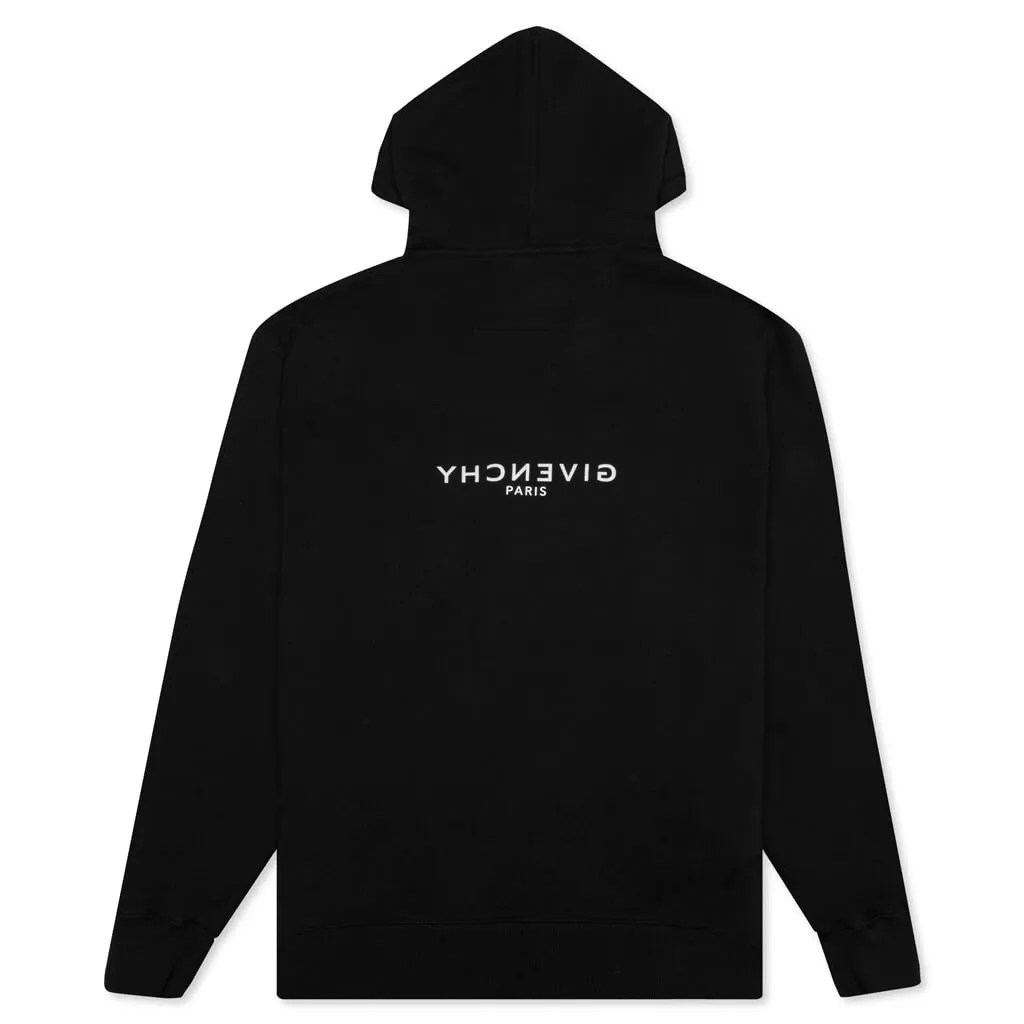 Classic Fit Hoodie w/ Reverse Print - Black