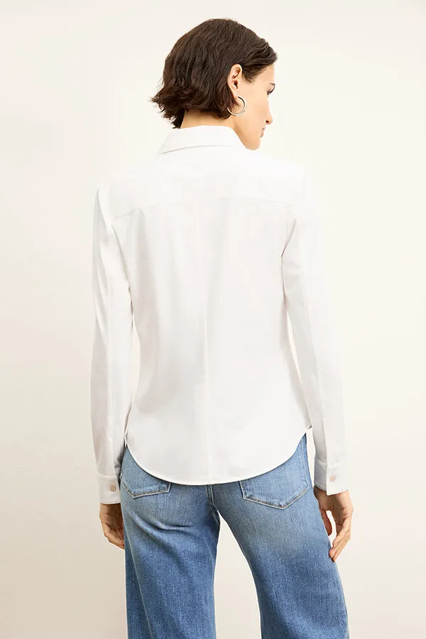 Clemens Top - Knit Poplin :: White