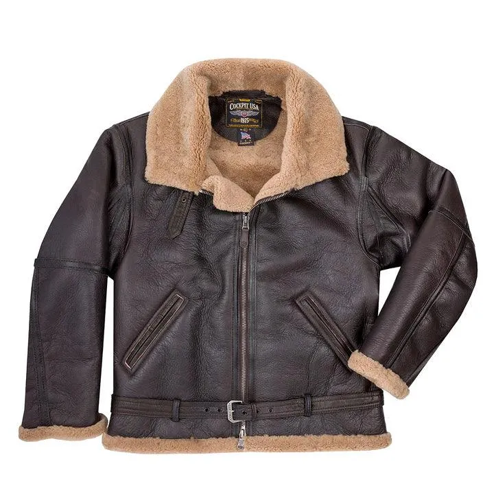 Cockpit USA Mens RAF Fighter Weight Sheepskin Bomber Jacket Z21W010