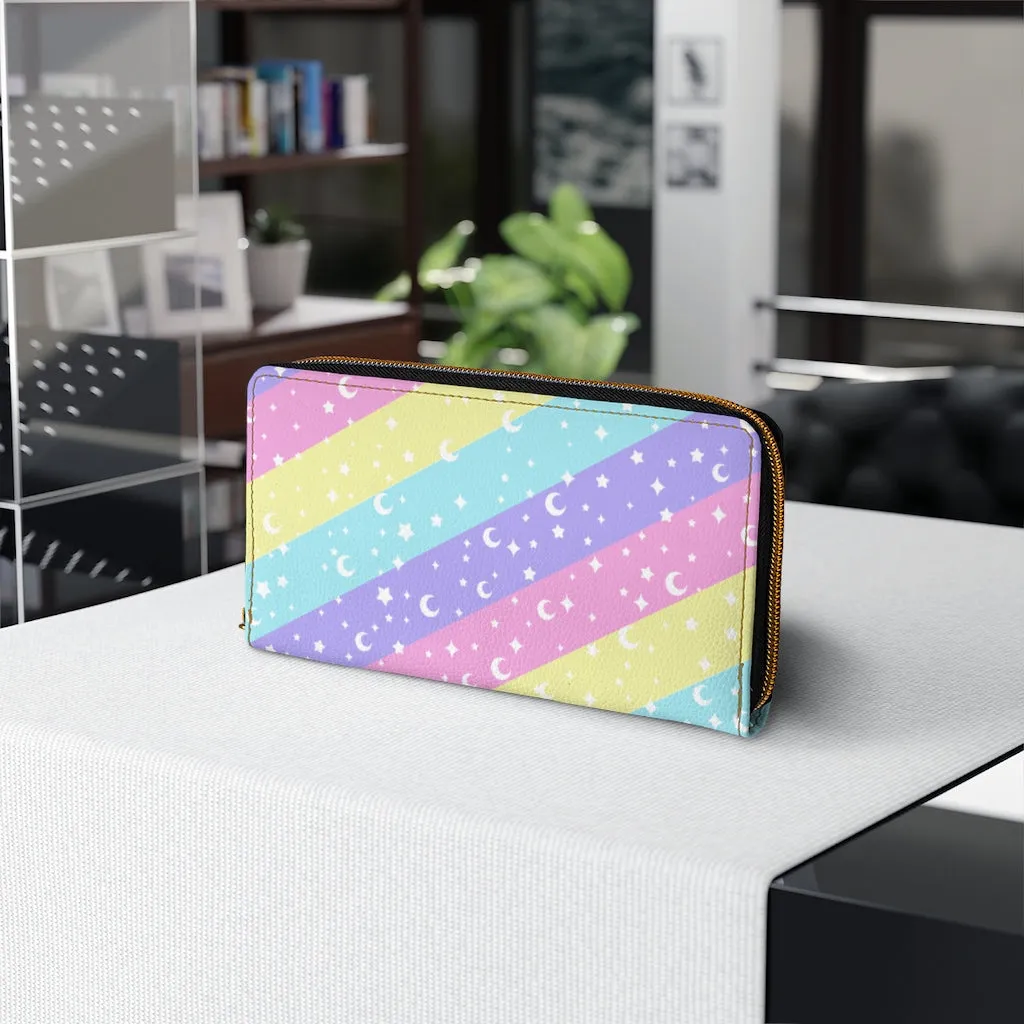 Cosmic Rainbow Zipper Wallet