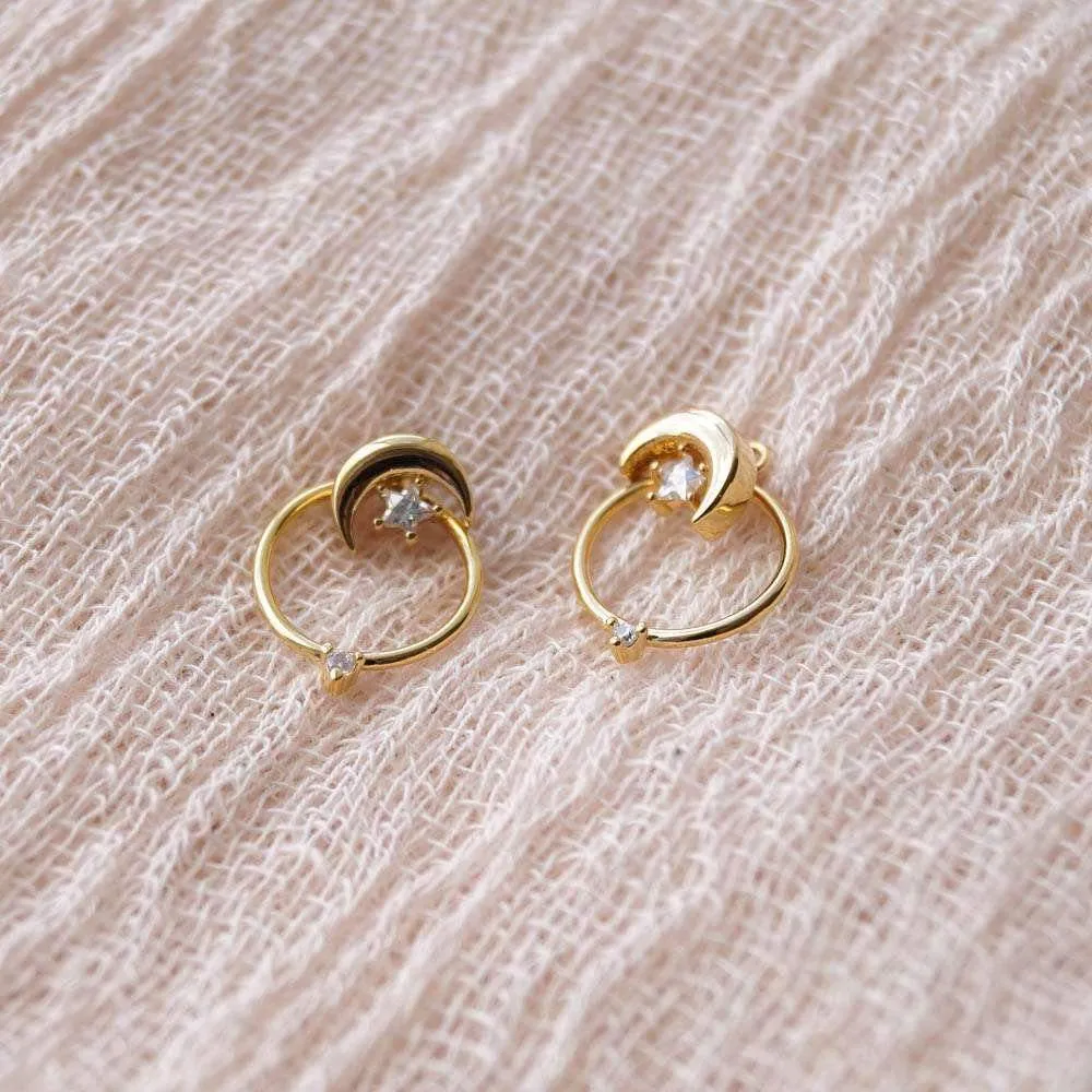 Crescent and Moon Earrings