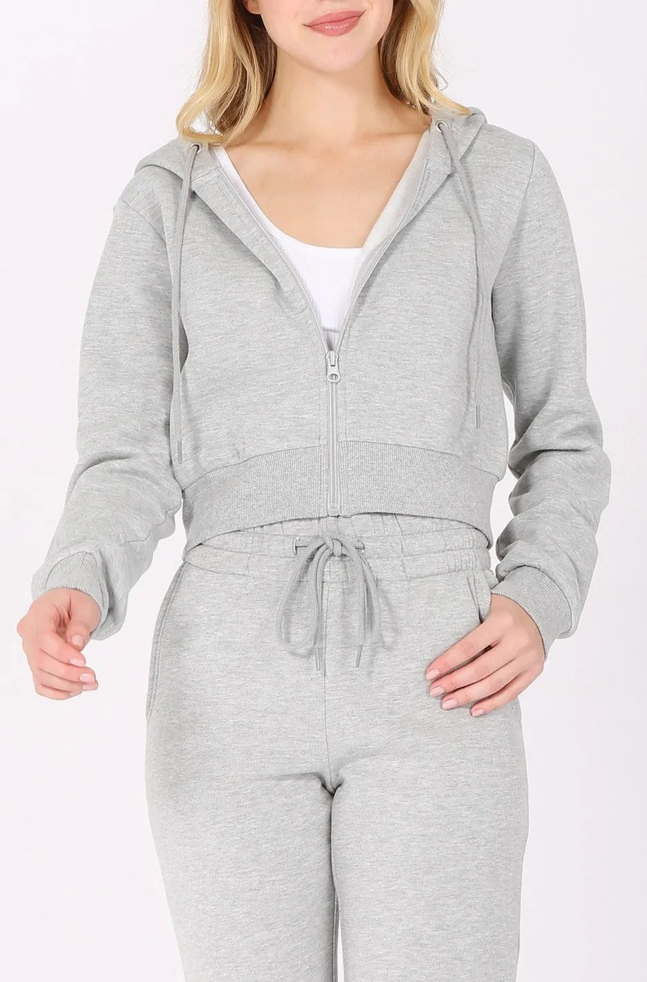 Cropped Zip Up Hoodie