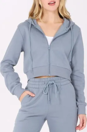 Cropped Zip Up Hoodie