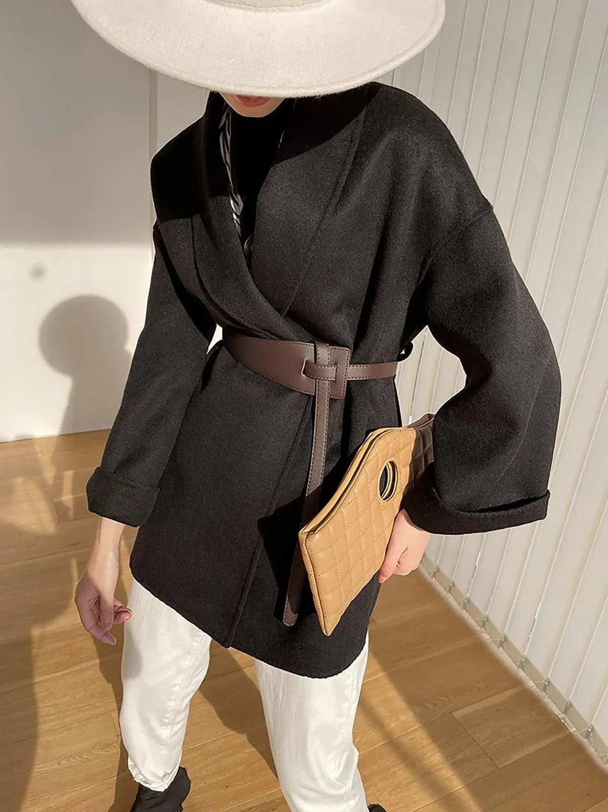 Double Face Wool Wrap Coat