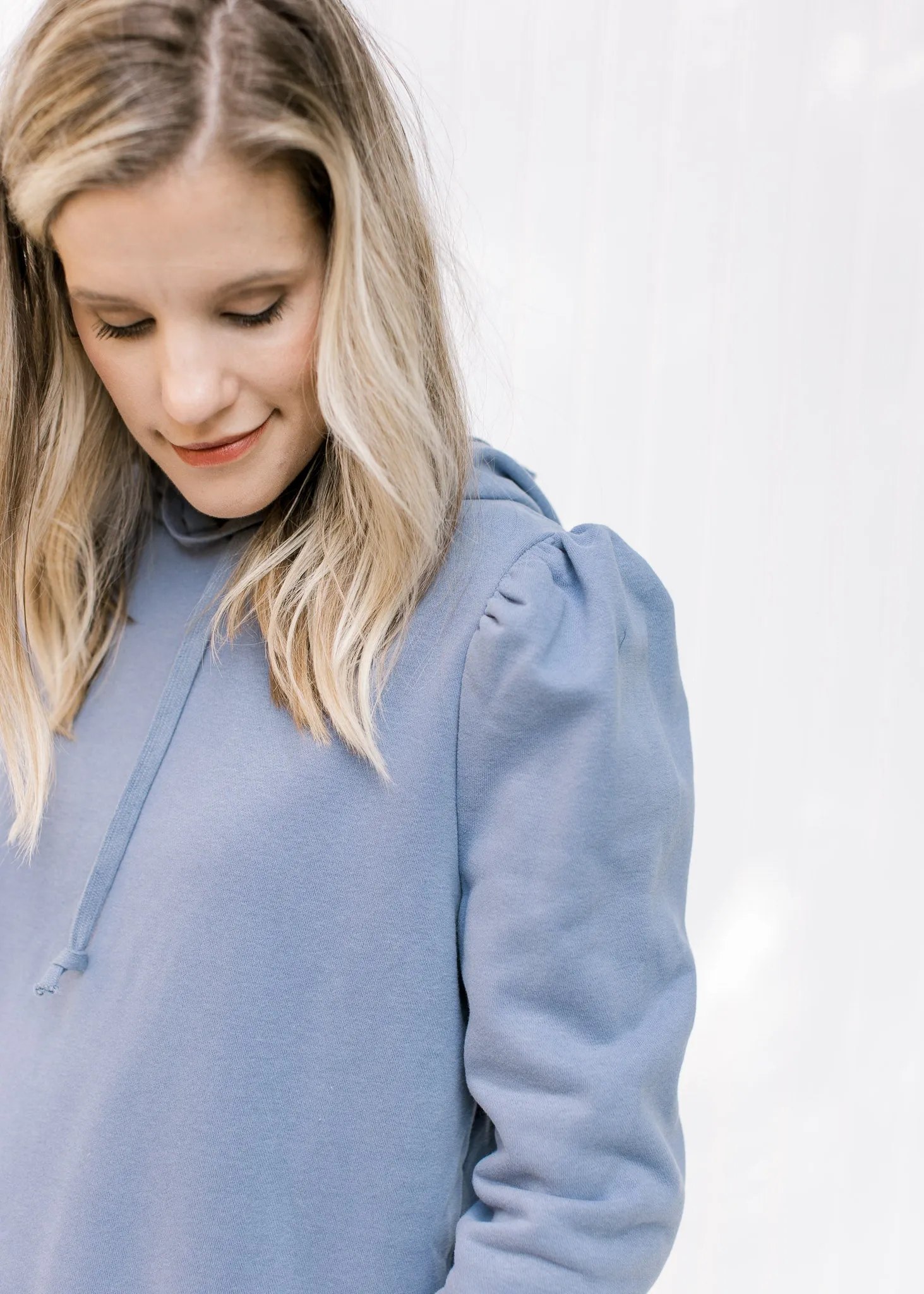 Dusty Blue Puff Shoulder Pullover