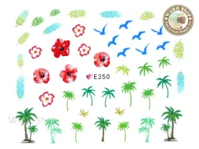 E250 Hibiscus Palm Tree Nail Sticker Nail Art - 1 pc