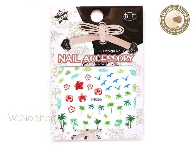 E250 Hibiscus Palm Tree Nail Sticker Nail Art - 1 pc