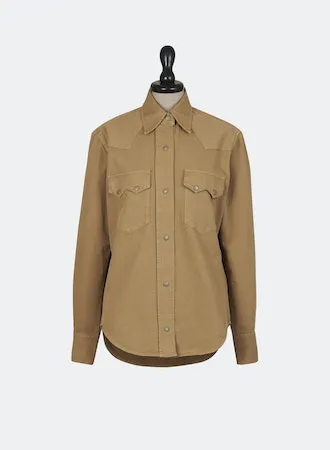 EL PASO COTTON BUTTON DOWN SHIRT IN CAMEL