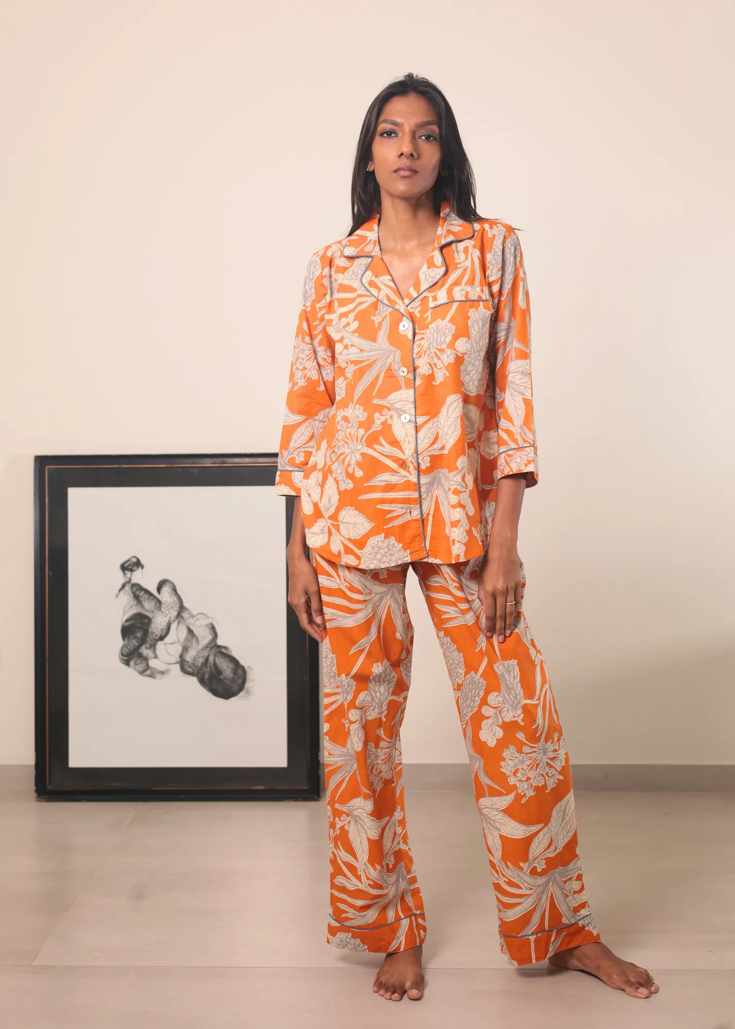 Ela PJ 2pc Set - Orange Kodi Flowers