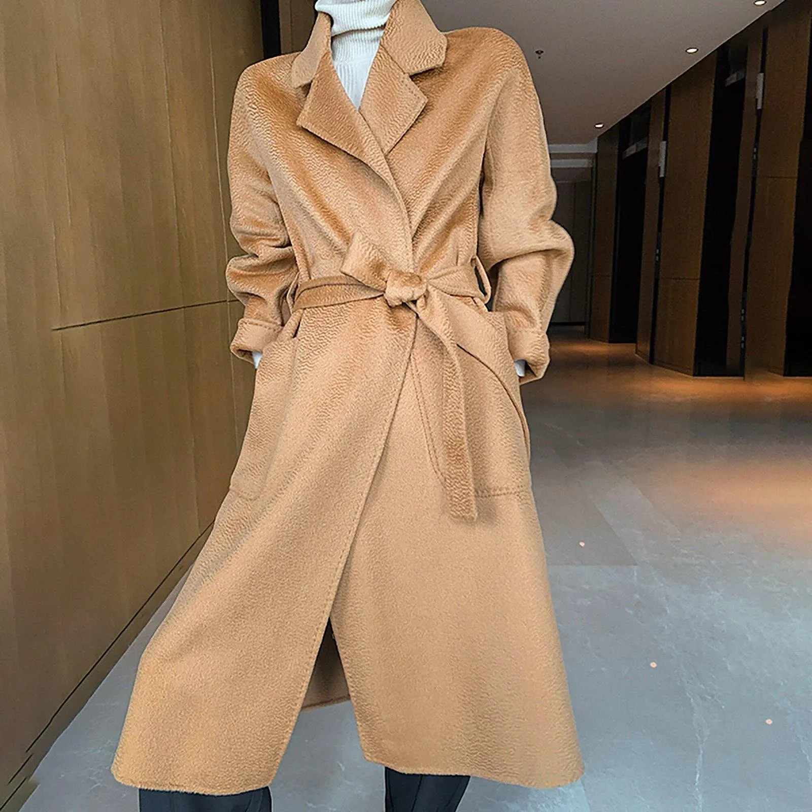 Eudora Wrap Double Face Long Belted Wool Coat