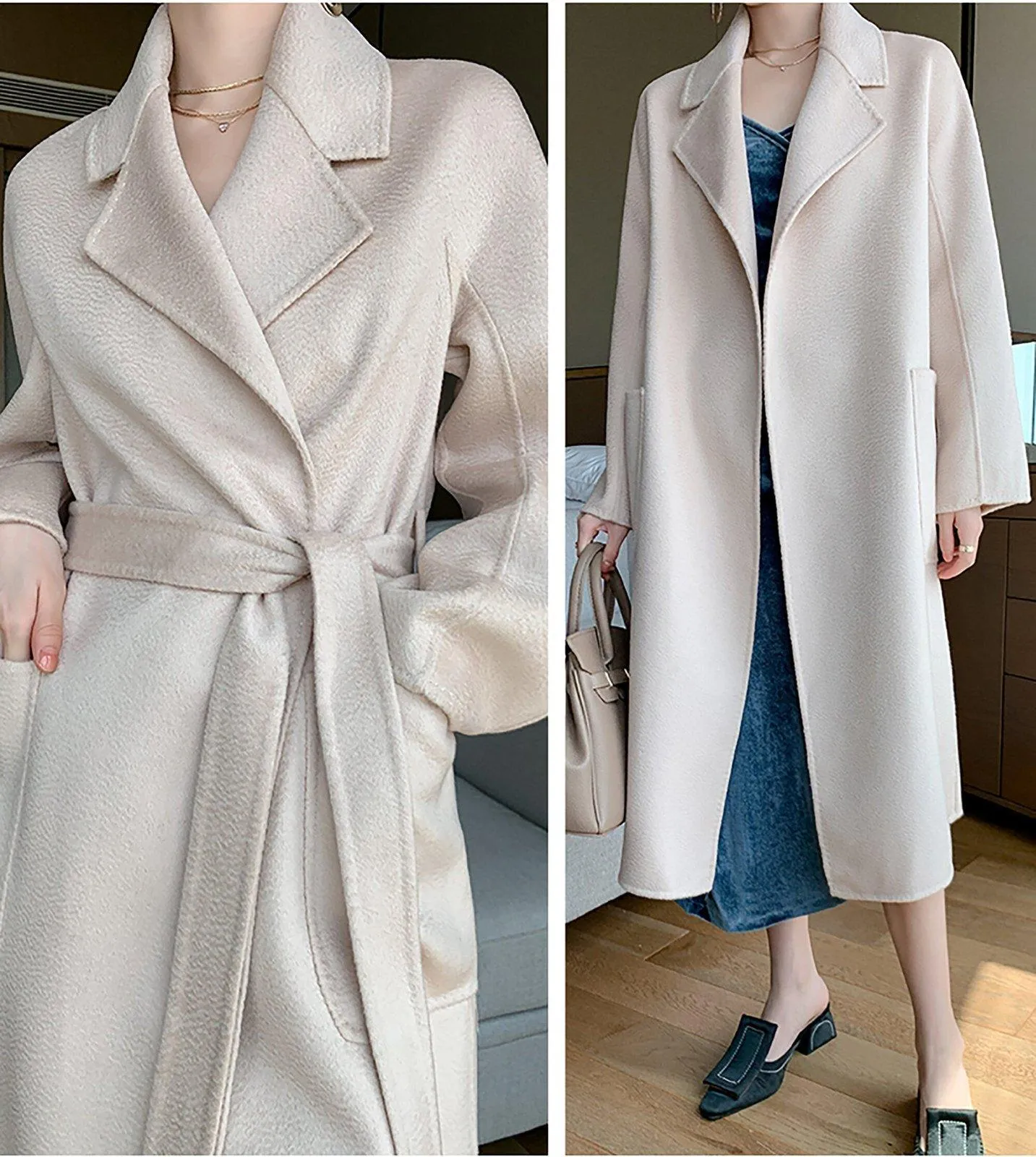 Eudora Wrap Double Face Long Belted Wool Coat