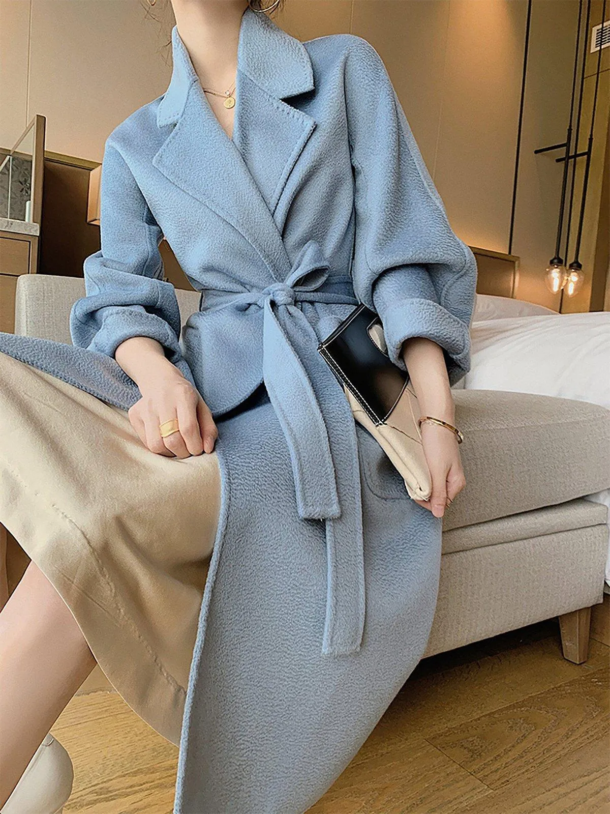 Eudora Wrap Double Face Long Belted Wool Coat