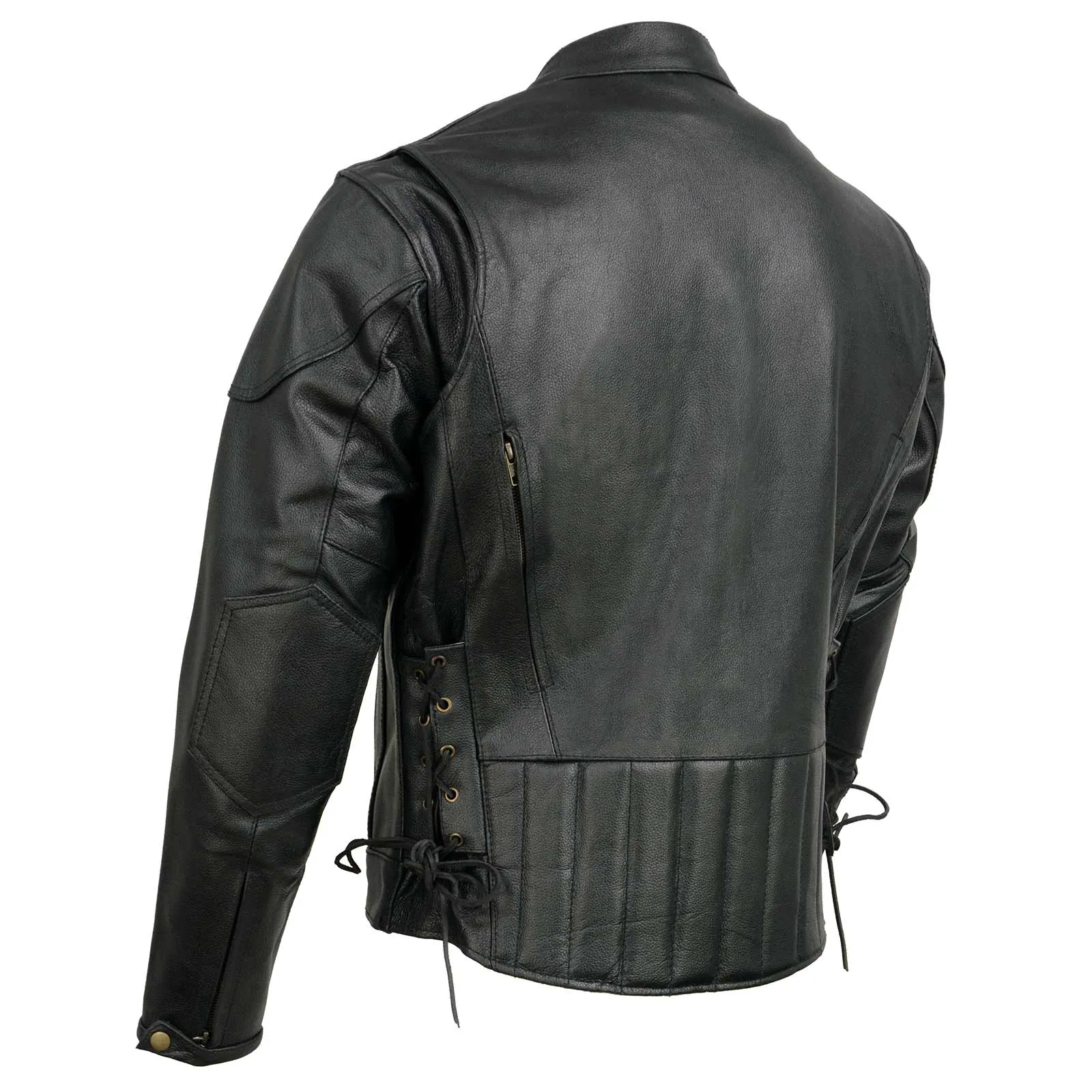 Event Leather Men's Black Side Lace Scooter Jacket with Vents Motorcycle Riding Jacket EL5410