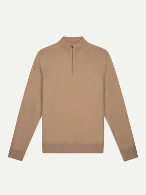 Extrafine Merino Zipper Sweater Beige