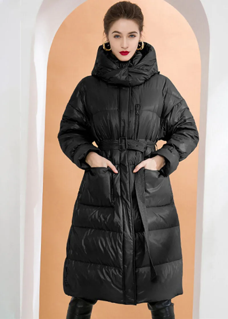 Fannie Belted Down Puffer Coat With Detachable Hood