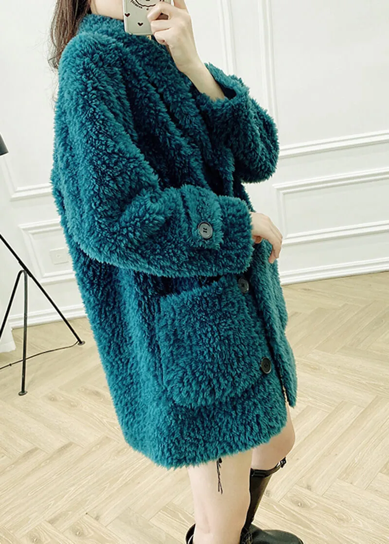 Fiona Single Breasted High Pile Fleece Lamb Wool Coat