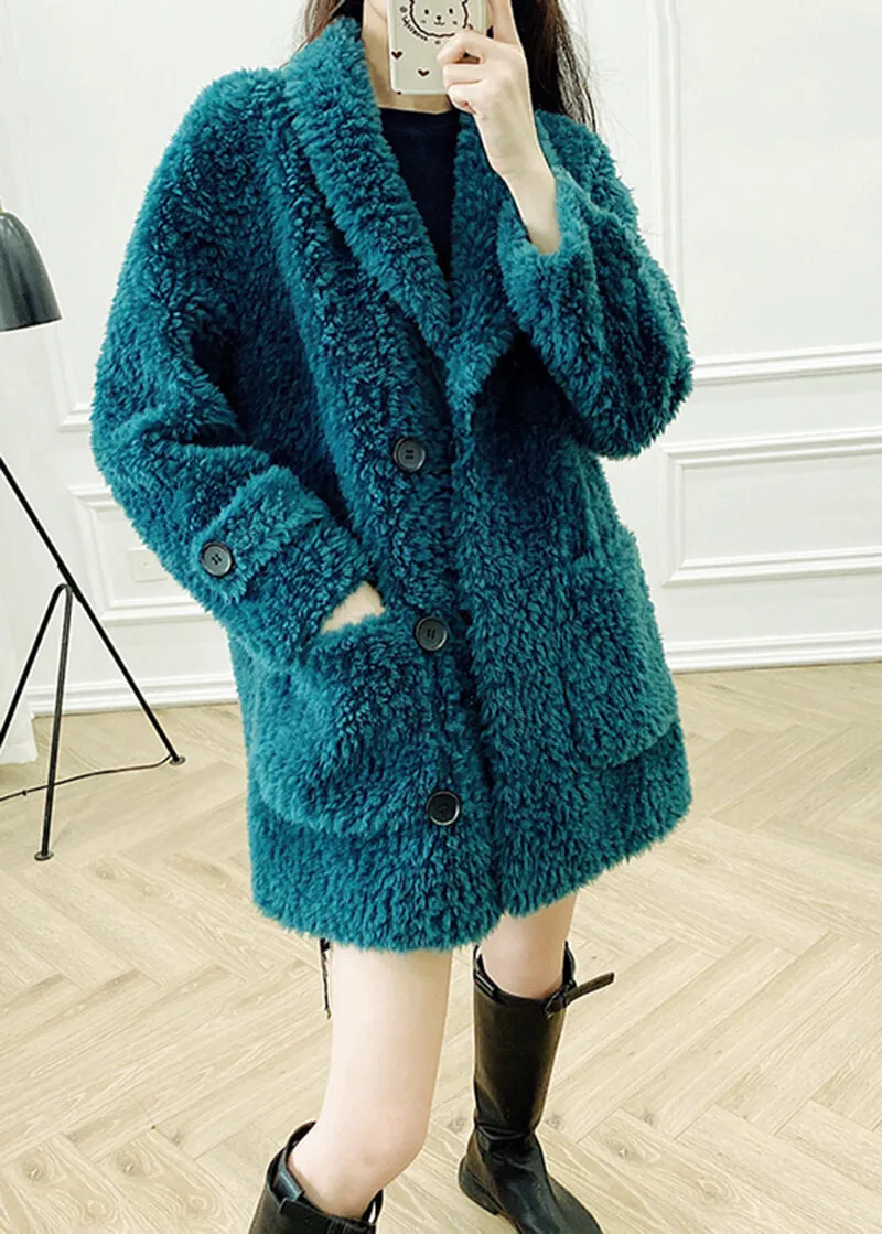 Fiona Single Breasted High Pile Fleece Lamb Wool Coat