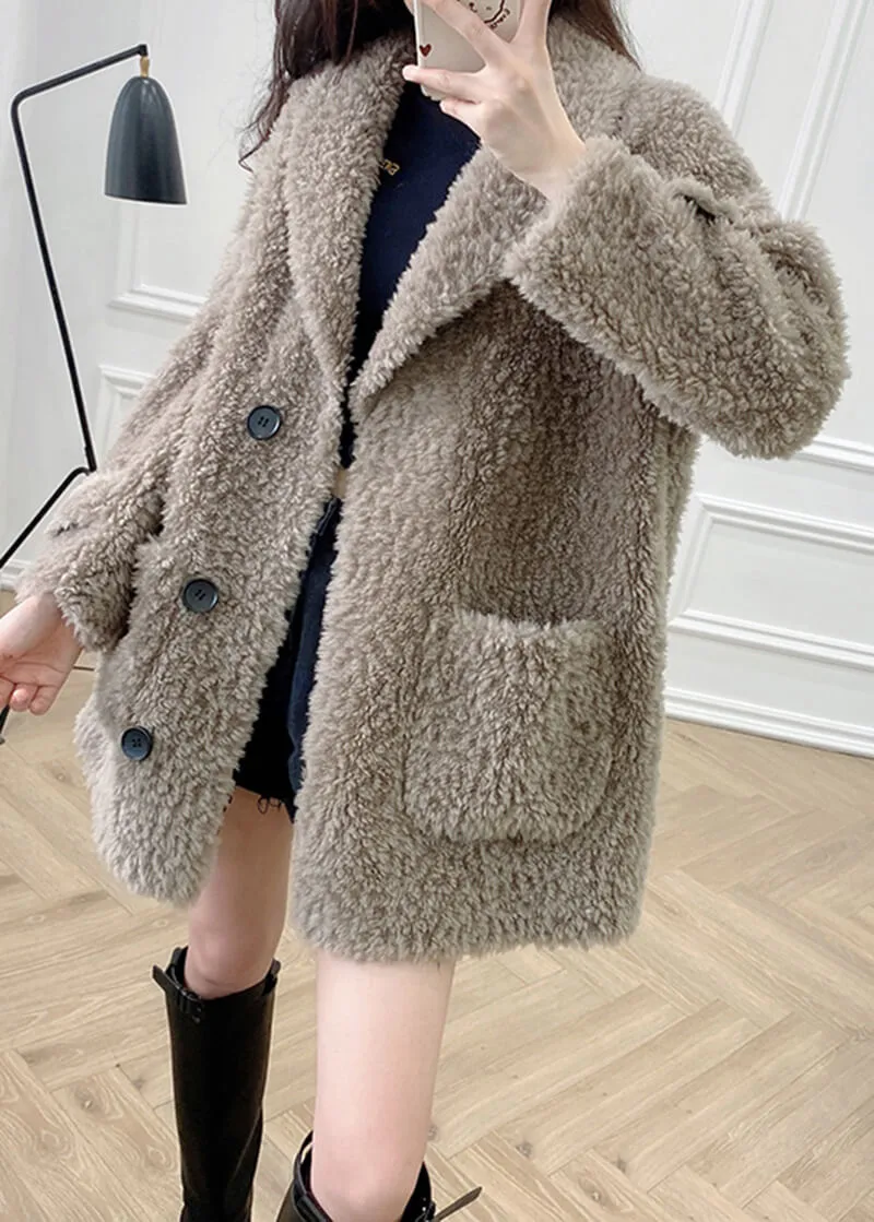 Fiona Single Breasted High Pile Fleece Lamb Wool Coat